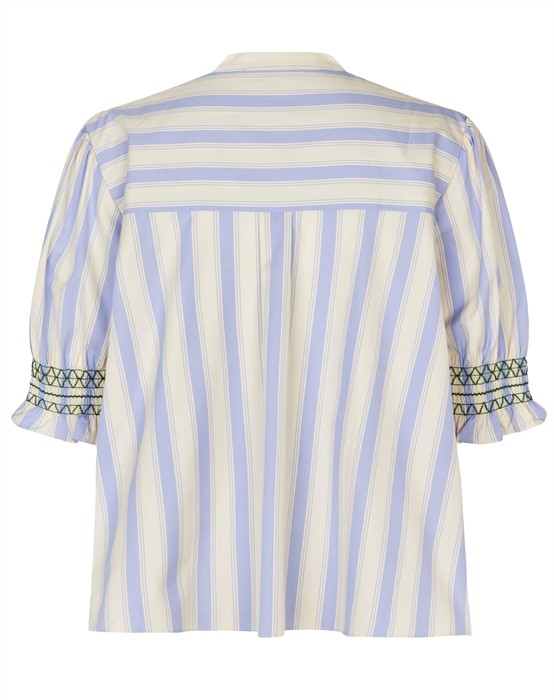 Smocked Gathered Bluse - Pastel Stripes